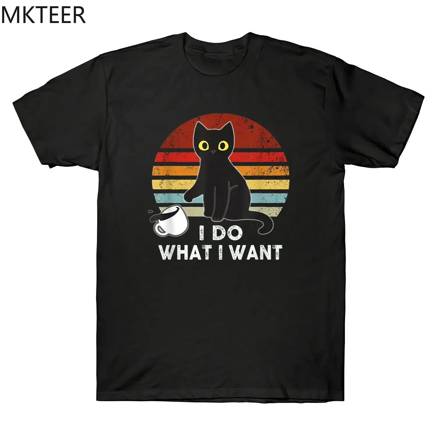 

Футболка мужская в стиле «Харадзюку», винтажная Ретро футболка с кошками для влюбленных, я делаю то, что хочу, забавный подарок с кошкой, топ ...