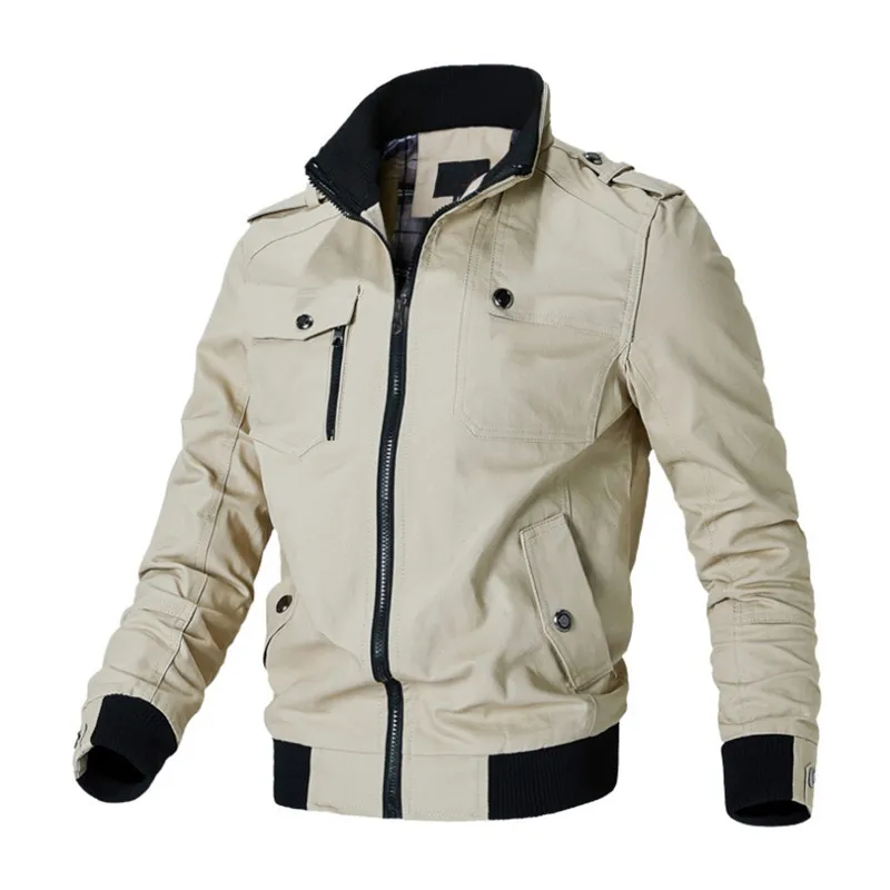 

Jacket Men Fashion Casual Windbreaker Jacket Coat Men 2022 Spring Autumn New Hot Outwear Stand Slim Military Jacket Mens