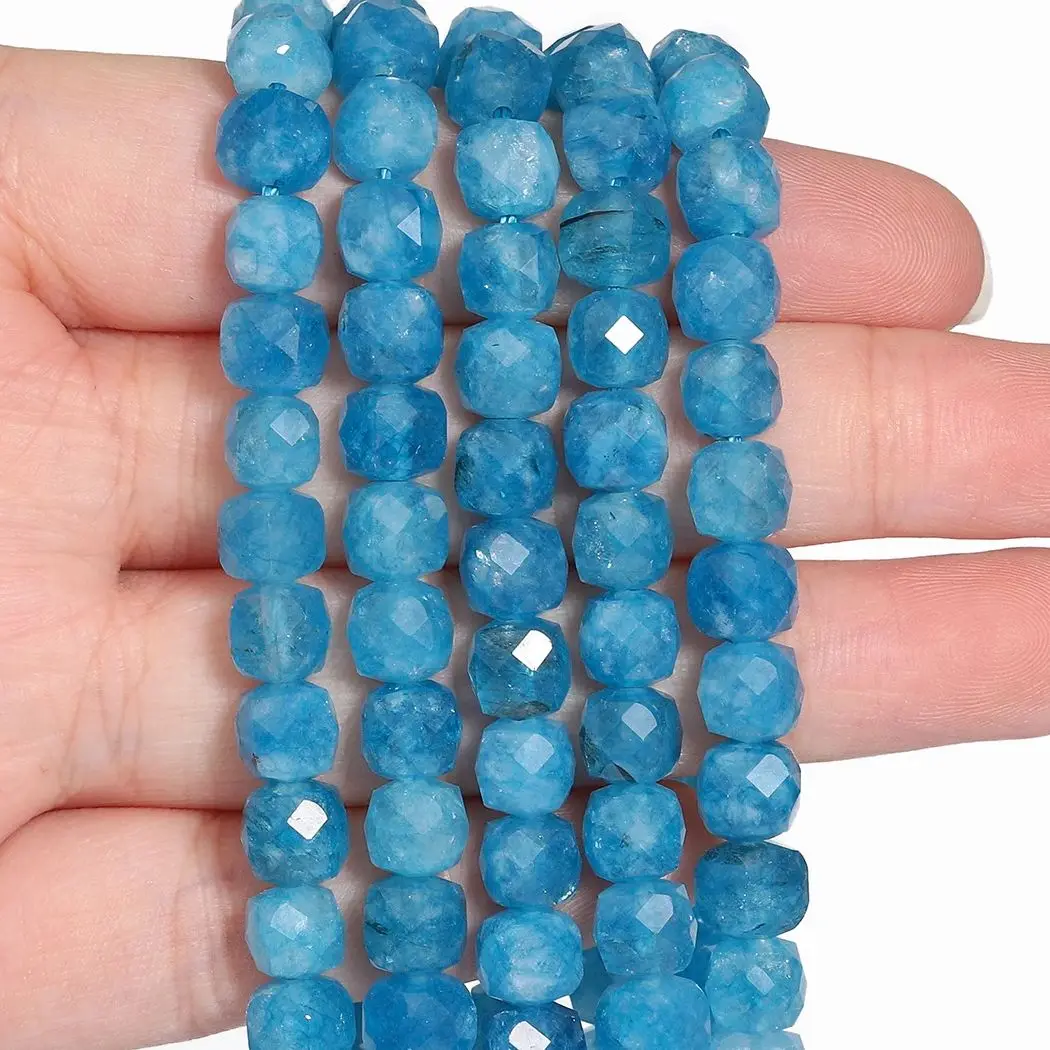 7 мм граненый квадратный зеркальный браслет ручной работы из натурального камня