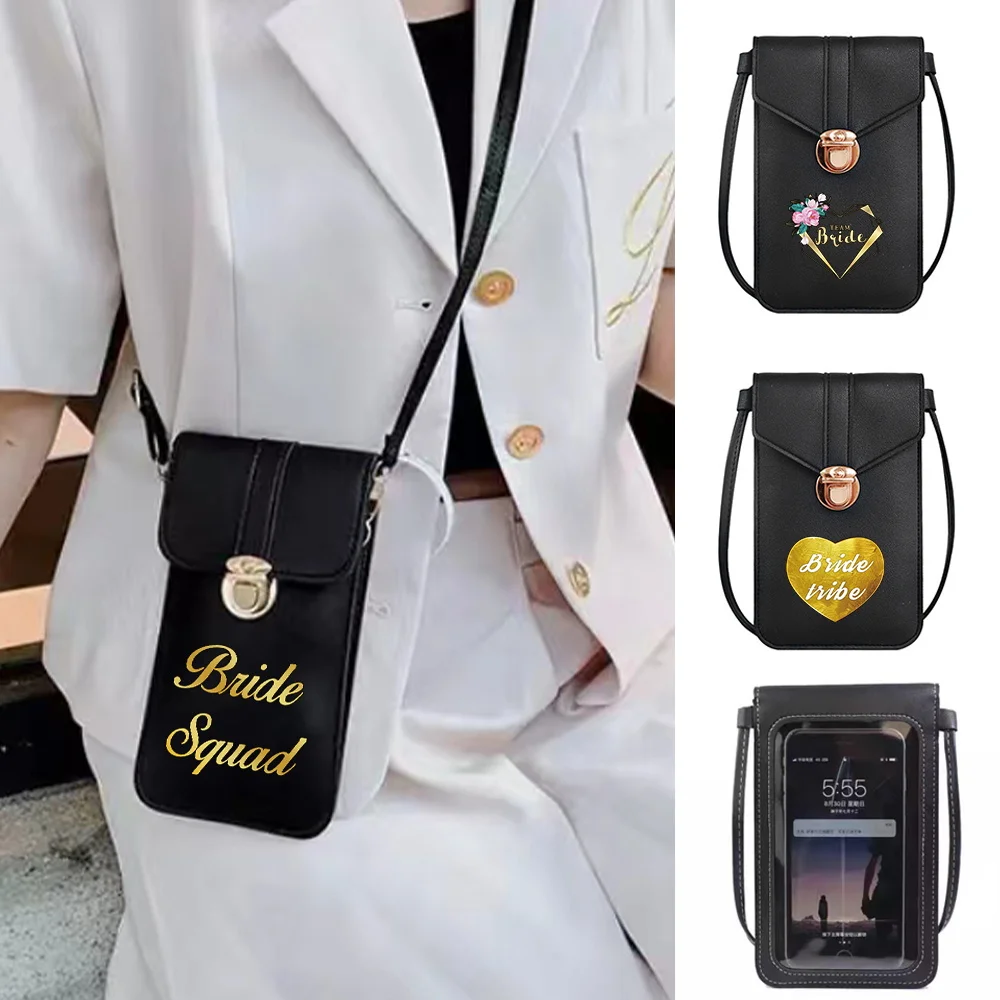 Luxury Universal Mobile Phone Bag for Samsung/iPhone/Xiaomi Case Women Shoulder Bags Wallet Bride Pattern Phone Pouch Handbags