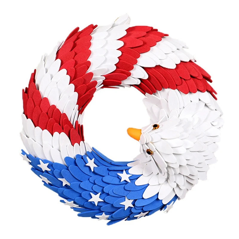 

Americana Patriotic Wreath Handcrafted Memorial Day Wreath Festival Garland Decoration Front Door Wall Home Decor