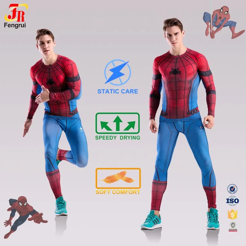 

Movie Action Figure 3d Style Two Piece Set Waterproof Compression bjj Rash Guard And Cosplay Costume