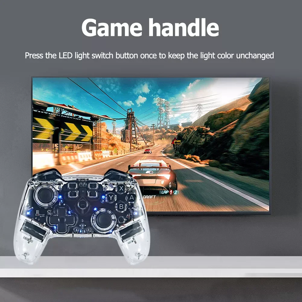 

NEW2023 Wireless Game Controller with TURBO Bluetooth- Controller Transparent 800mAh for / OLED Console