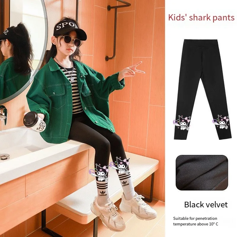 

Sanrio Kuromi Child Leggings Shark Pants Pattern 3D High Waist Loose Elasticity Keep Warm Outdoor Comfortable Pure Cotton Kawaii