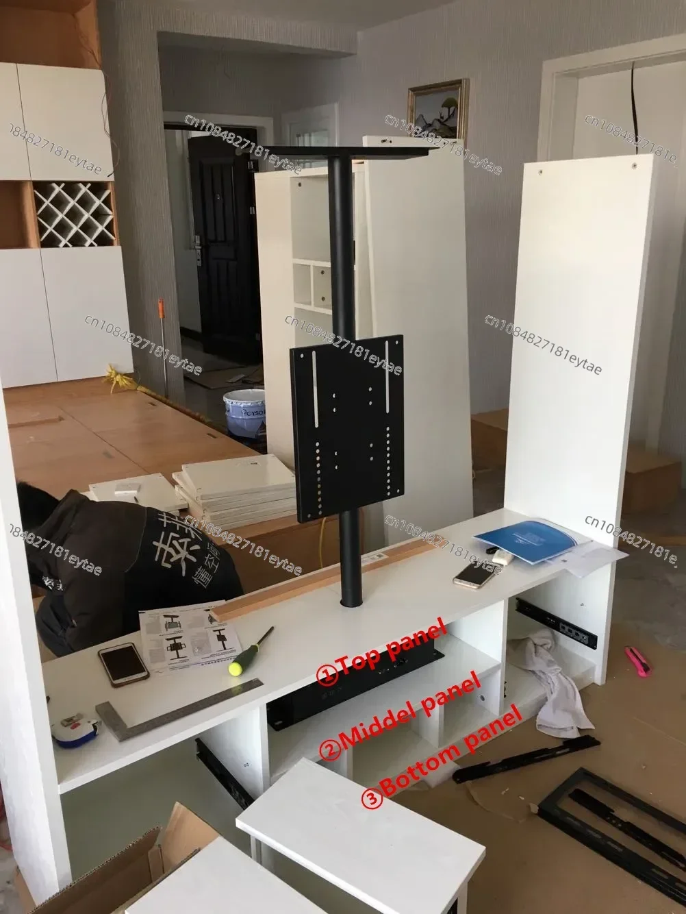 Моторизованное вращение на 360 градусов подъемник для телевизора 75 дюймов