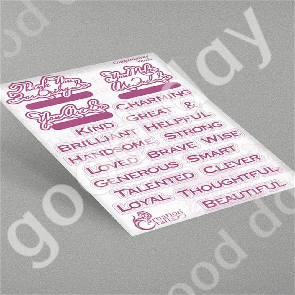 

Arrival 2022 New Complimentary Words Metal Cutting Dies Scrapbook Diary Decoration Embossing Template Diy Greeting Card Handmade