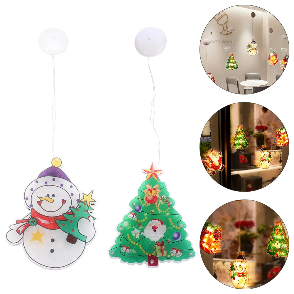 

2Pcs Christmas Cupboard Glass Suction Cup Lamp LED Christmas Theme Lights