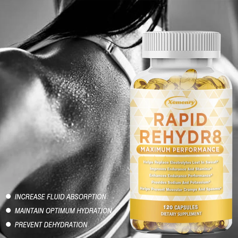 

Electrolyte Capsules with Real Salt + Vitamins, Zinc Potassium and Magnesium Vegan Electrolyte Supplement Reduces Muscle Cramps