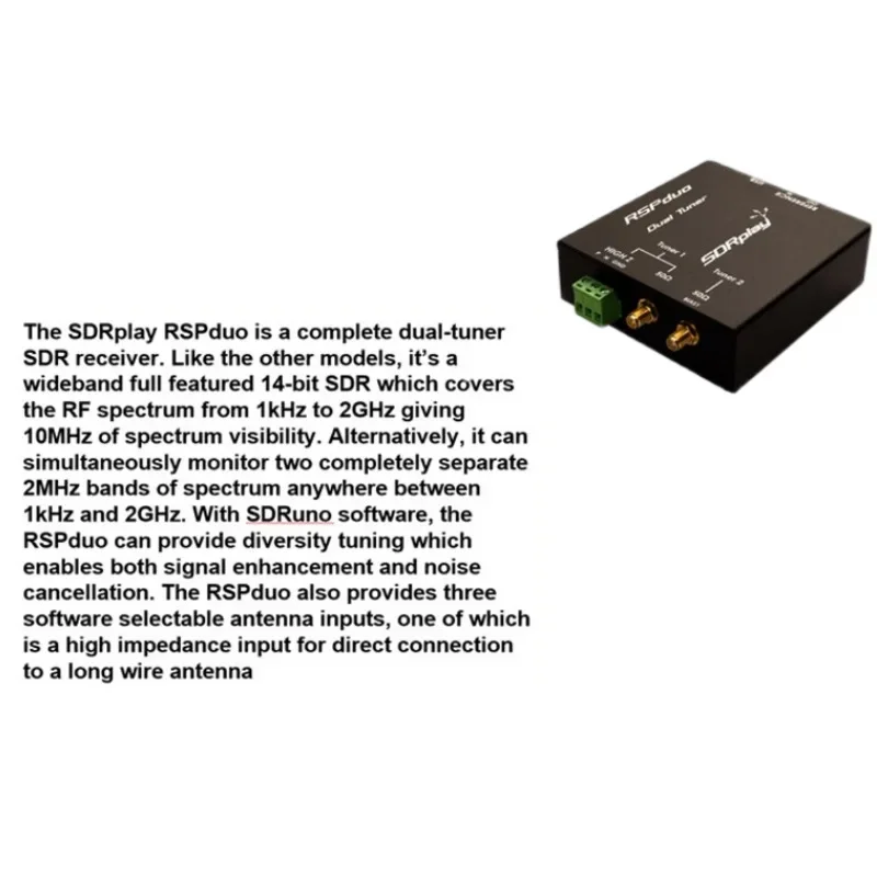 Программно определяемая радиостанция SDRPlay RSPduo Полнорежимное радиоприемник