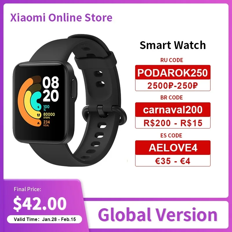 

XIAOMI Xiaomi smart watch Bluetooth smart watch GPS 5ATM waterproof smart watch fitness heart rate monitor MOLNIA