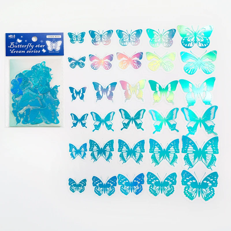30 Pcs /pack Hot Stamping Butterfly Waterproof DIY decorative stickers