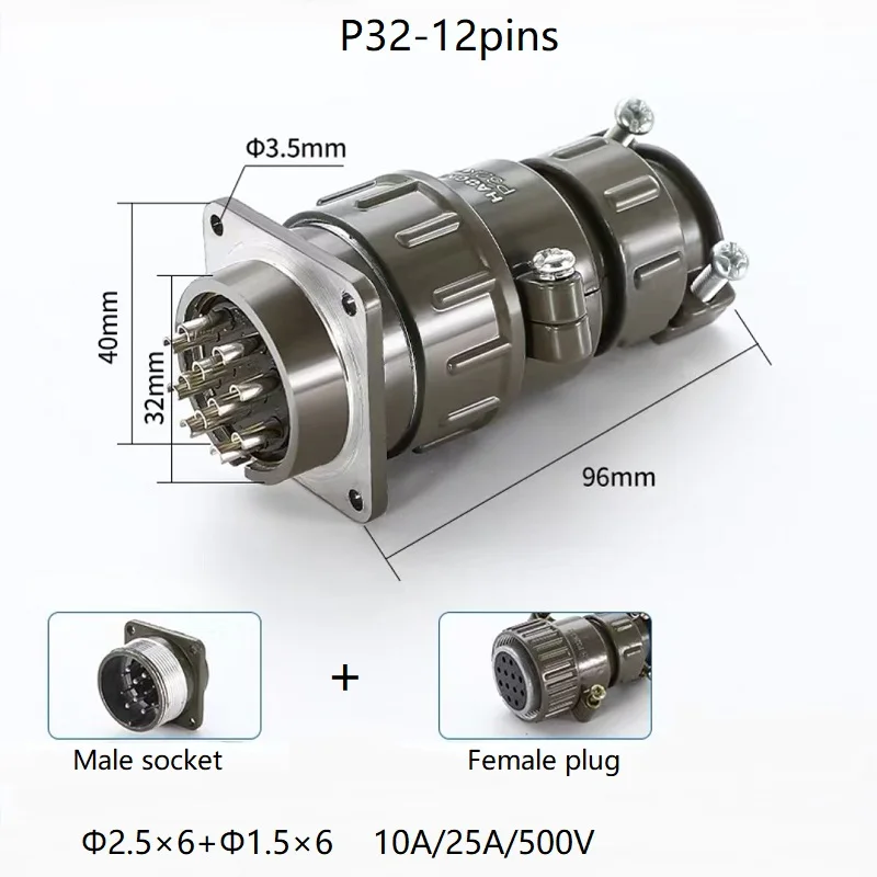 P32 авиационные розетки 4, 8, 10, 12, 14, 19 контактов