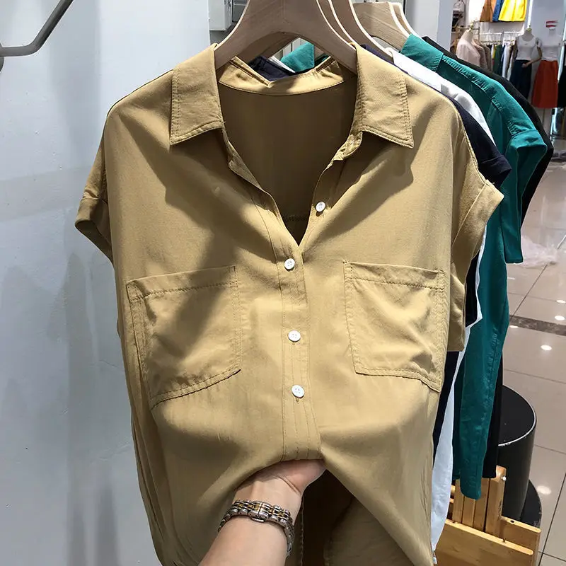 Винтажная белая рубашка на пуговицах топы летняя Новинка однотонная свободная