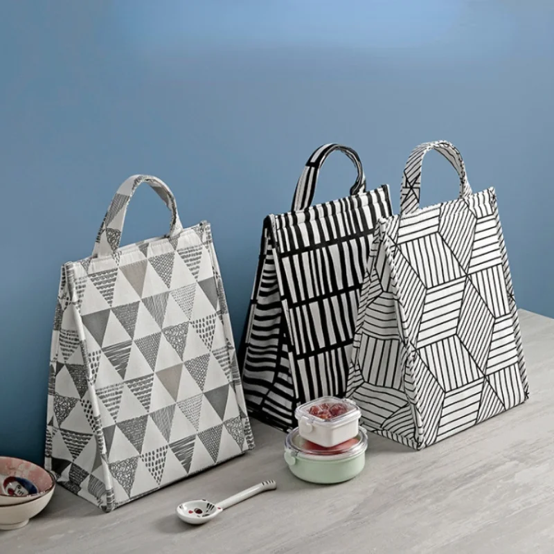 

Korean Lunch Bag Thick Waterproof Oxford Cloth Insulation Bag Cold Ice Bag Ladies and Children Portable Large-capacity Bento Bag