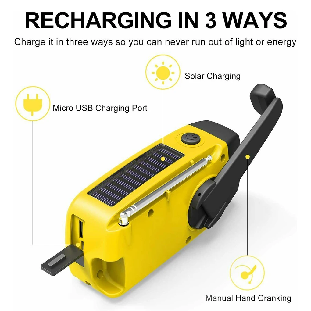 hand crank solar radio am wb portable backpacking outdoor emergency tool led flashlight multifunctional mobile phone charger free global shipping