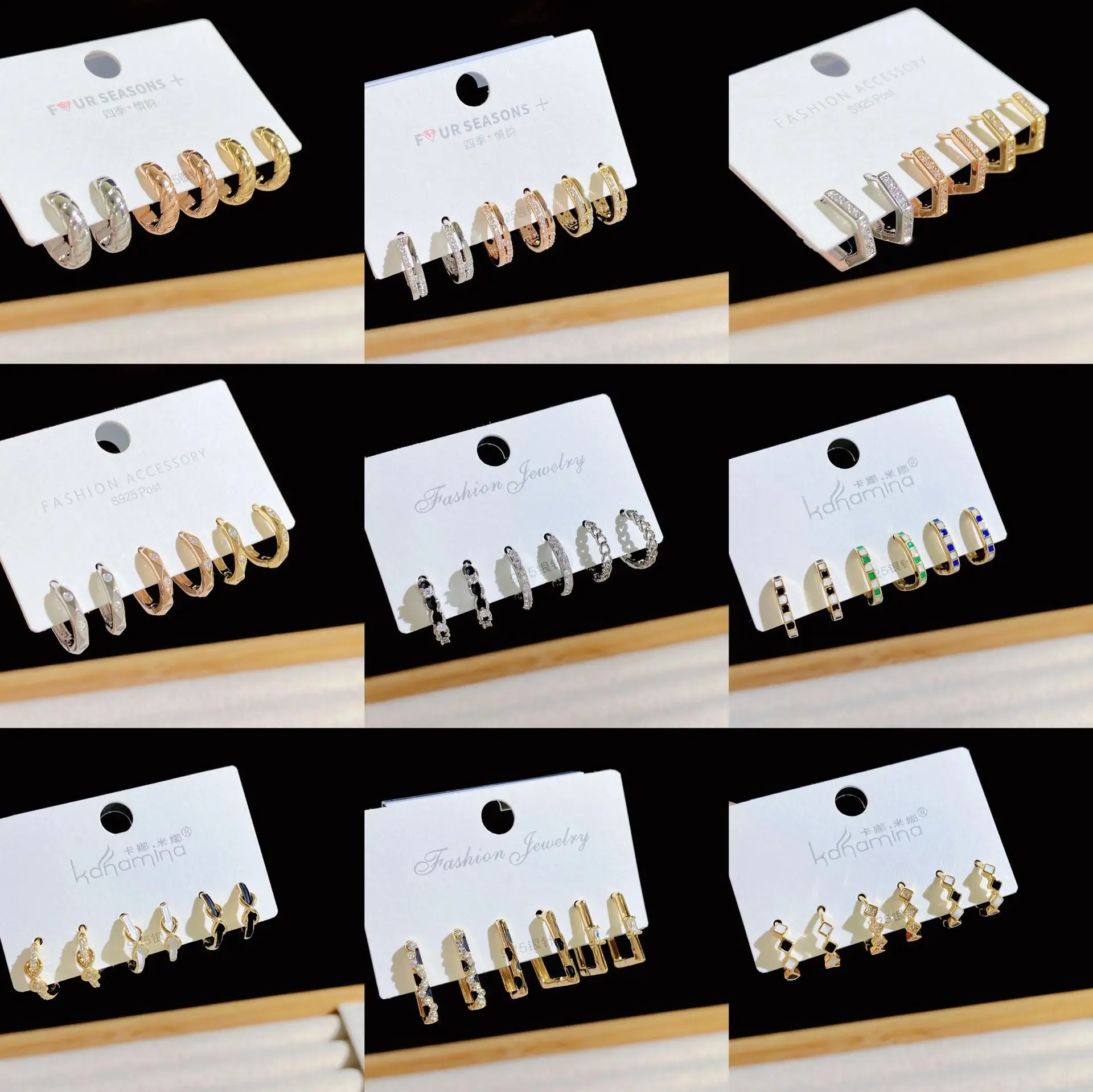 

Black and White Checkerboard Micro-set Geometric Earrings Niche Exquisite Temperament Simple Fashion Ear Buckle Wholesale Sale 2