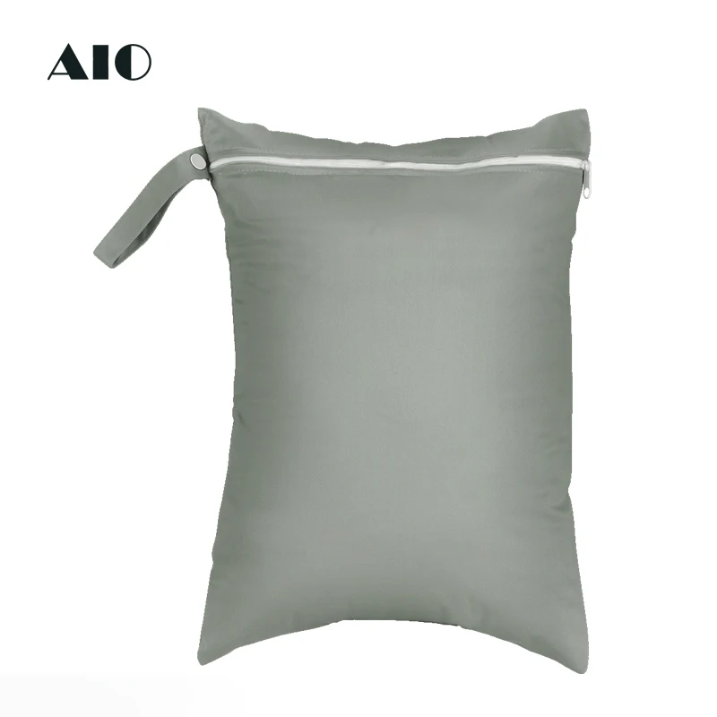 AIO 30*40cm Wet Bags  Cloth Diaper Bags Reusable Waterproof Fashion Solid Color Wet Dry Diaper Bag Single Pocket Handle Bags images - 6