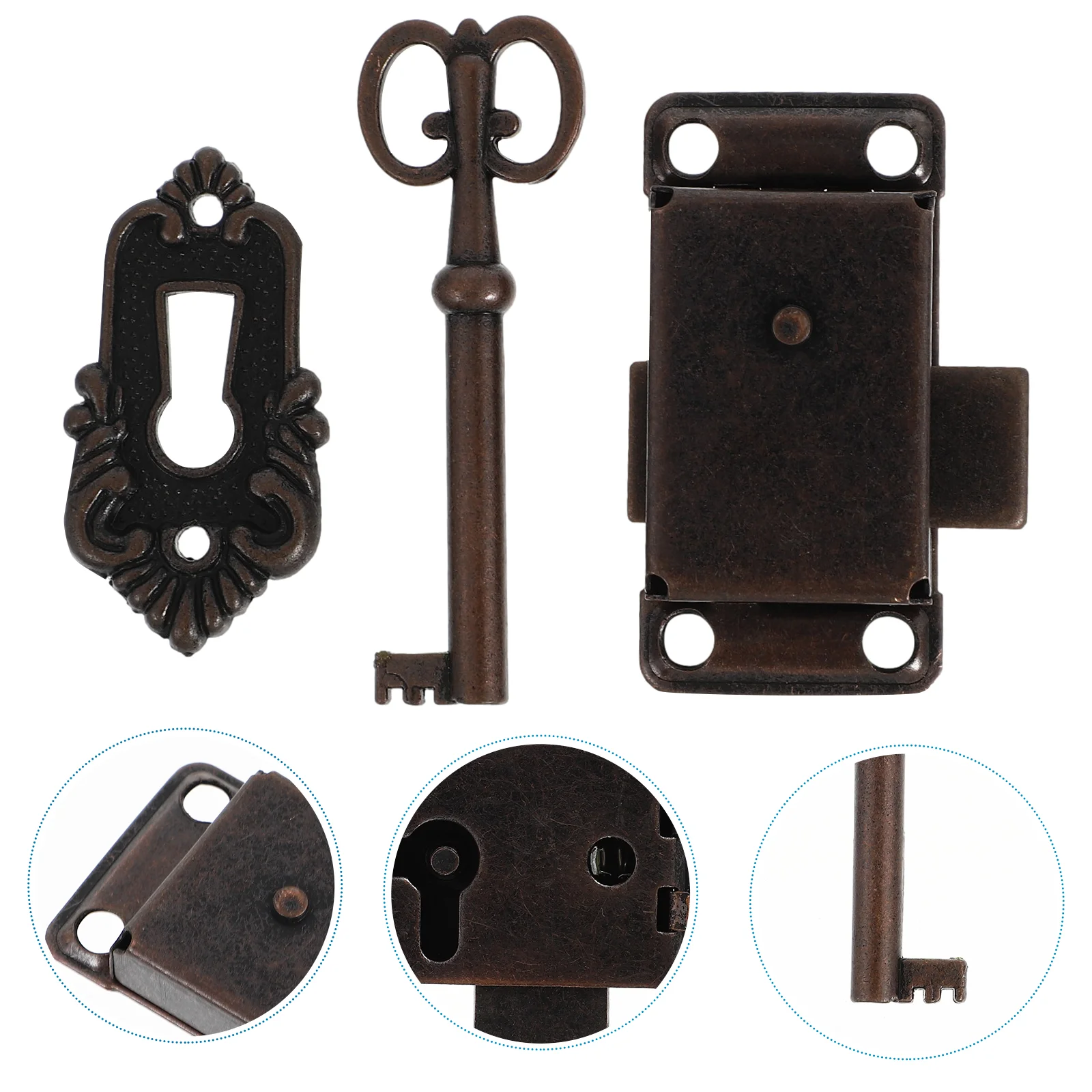 

Lock Cabinet Locks Box Key Vintage Cupboard Buckle Wardrobe Drawer Desk Door Clasp Suitcase Retro Plate Furniture Decorative