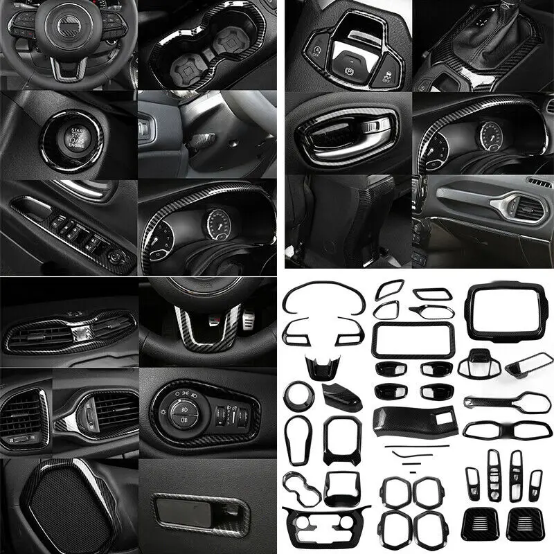 

For Jeep Renegade 2018-2020 Carbon Fiber Car Interior Decoration Full Set Trim