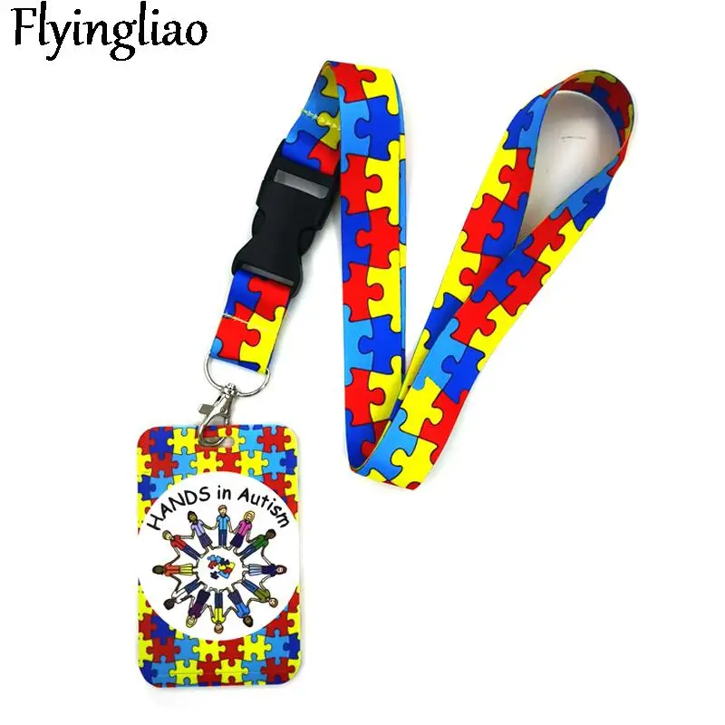 

Autism pattern Hand in hand Neck Strap Lanyard for key lanyard card ID Holder Key Chain for Gifts Key Lanyard Neck Straps Key