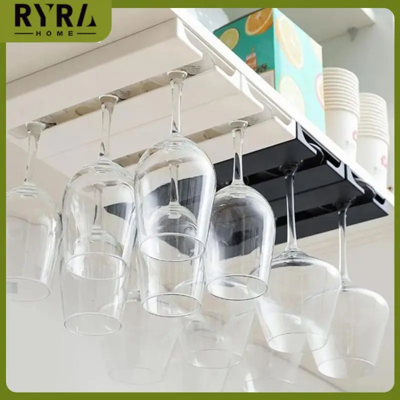 

1/2pcs Classification Hanging Wine Glasses Holders Multi-function Glass Holder Punch-free Glass Cup Rack Cupboard Organizer