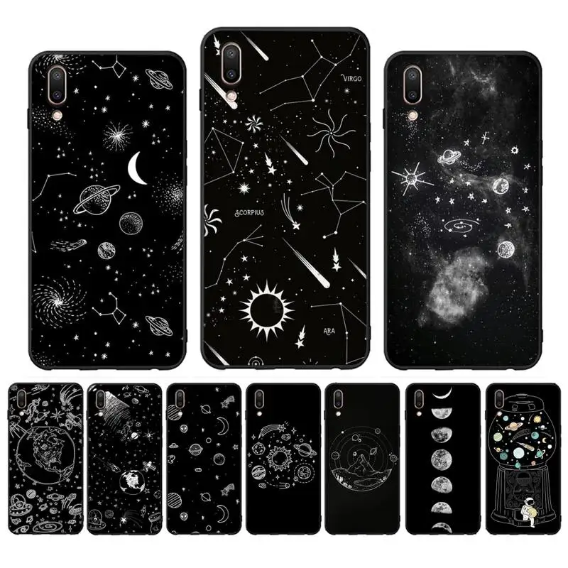 

Sky Space Planet Moon Stars Phone Case Case For Oppo Reno Realme C3 6Pro Cover For vivo Y91C Y17 Y19