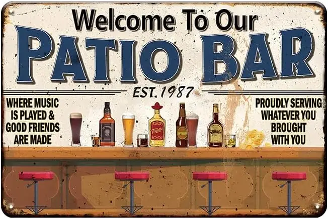 Br Sgns nd Decor Открытый Pto Sgn Pool Deck ccessores Mn Cve Decortons Добро пожаловать в нашем Metl Tn 8x12 nch