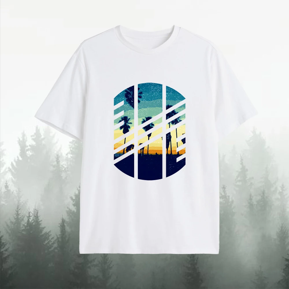 

2023 Men's Sunset Pattern Three Dimensional Printing T-Shirt Loose Oversized Short Sleeved Fashion Tops Sports Street Casual Wea