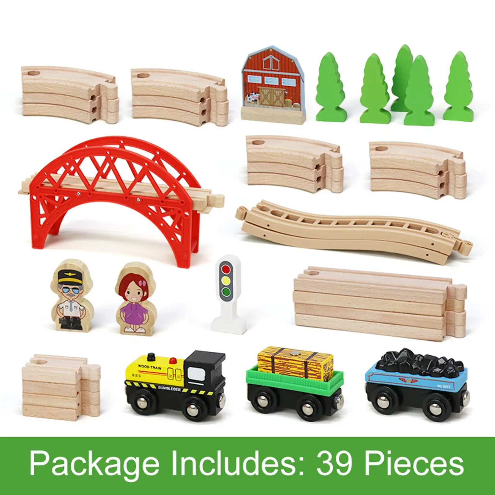 

Railway Track toy Playset Building Toys Building Kit Wooden Train Set Accessories for Early Learning Children Toddler