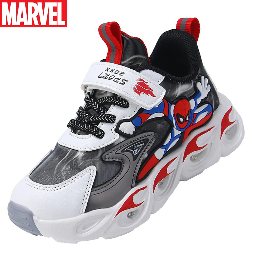 

Marvel Children's Fashion LED Casual Shoes For Spring Boys Cool Spider-man Print Lighted Sneakers Kids Antislip Outdoor Shoes