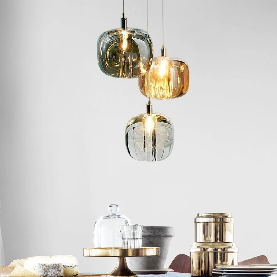 

Nordic Minimalist LED Pendant Light Bedroom Bedside Glass Art Hanging Lamp Dining Room Island Modern Creative Lighting Fixtures