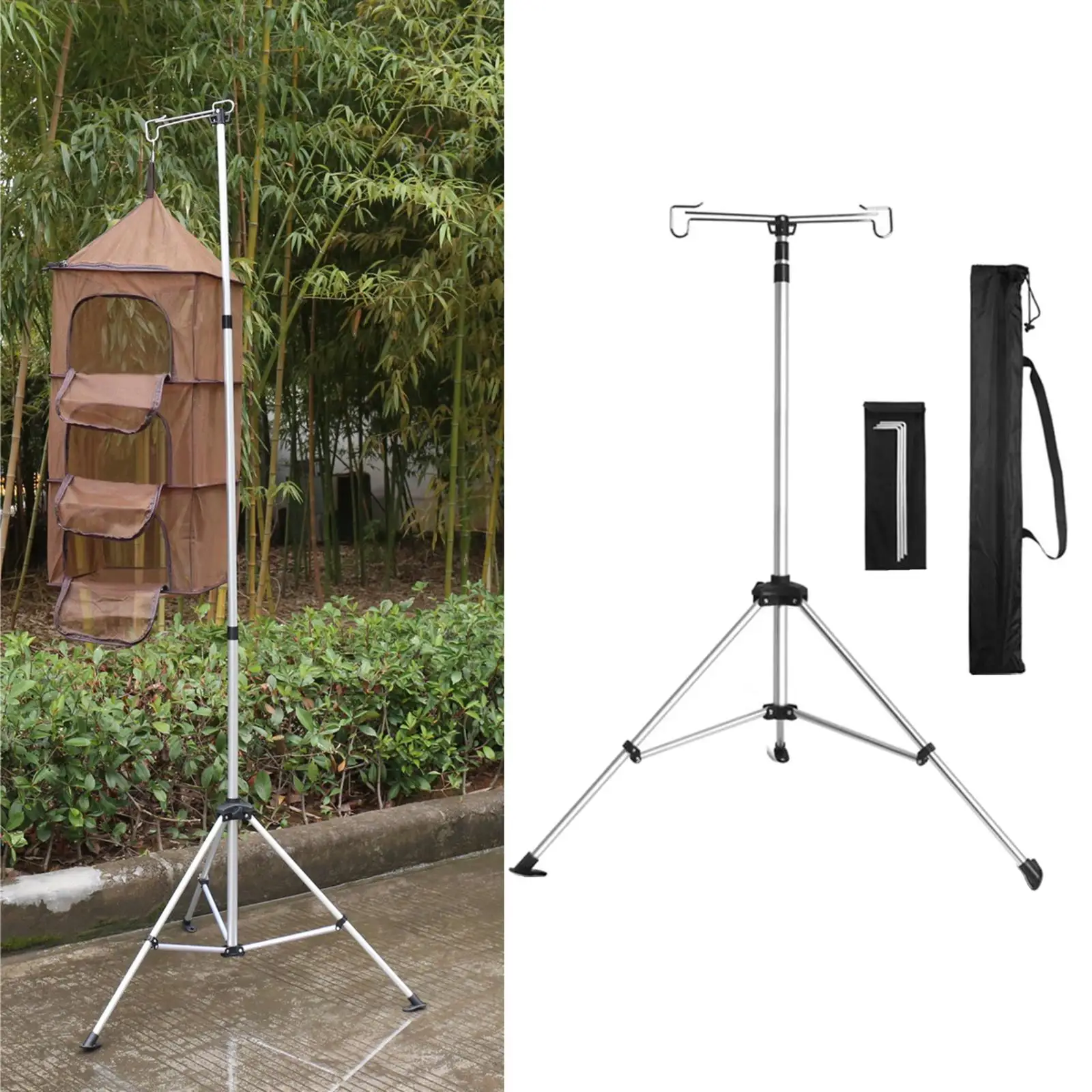 

Foldable Outdoor Camping Tripod Lamp Pole Ground Desktop Fixing Lantern Stand Camping Tent Light Holder Hangers