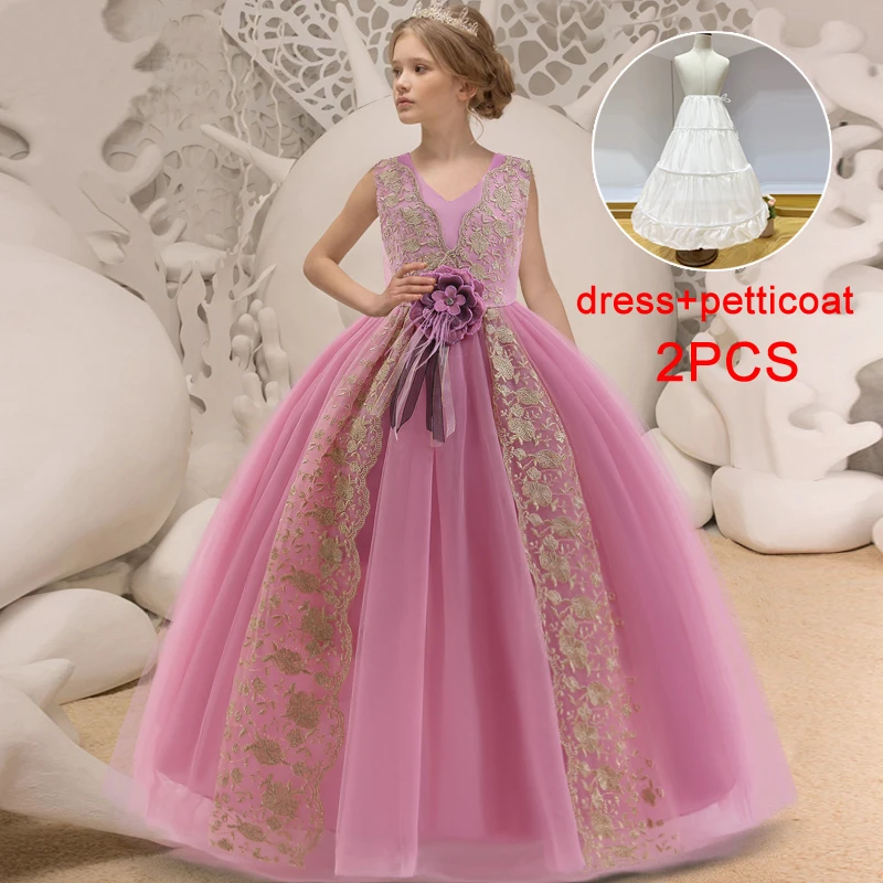 

2022 детское платье подружки невесты с вышивкой для девочек, Детский костюм, кружевные платья принцессы, платье для девочек, вечернее порно-пл...