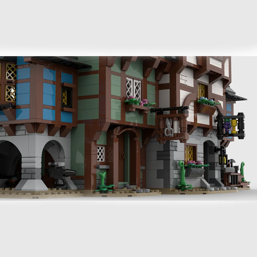 Новинка строительные блоки MOC Европейская средневековая улица вид портновский