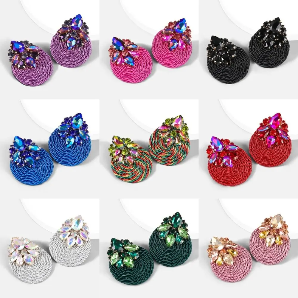 Роскошные висячие серьги с кристаллами круглые винтажные большие из хлопкового