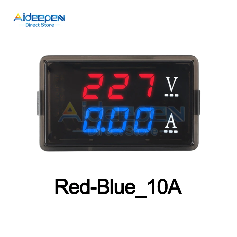 

Двойной цифровой вольтметр амперметр Aideepen 70-480В 10A 100A синий