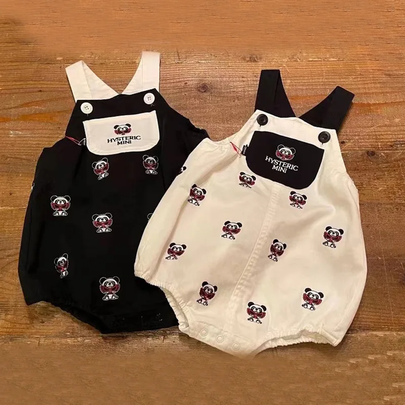 

Jumpsuit Kids Baby Overalls Button Fly Chao Brand Black Super Pacifier Boys And Girls Bib Pants Field Chicken Pants