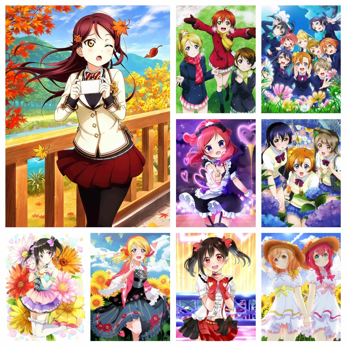 

5D Anime Love Live! School Idol Project Diamond Painting Cartoon Girl Cross Stitch Embroidery Picture Mosaic Craft Bedroom Decor