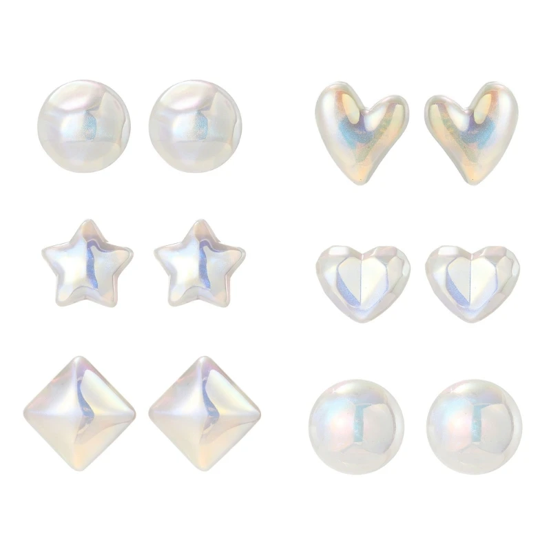 

1 Pair Pearl Earrings Studs Baroque Heart Pearl Earrings Round Ball Pearls Stud Imitation Pearl Earrings for Women Girls 264E