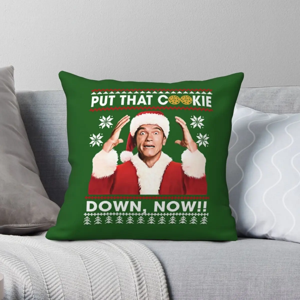 

Put That Cookie Down Square Pillowcase Polyester Linen Velvet Printed Zip Decor Throw Pillow Case Home Cushion Cover 18"