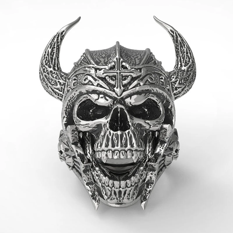 

New Bull Head Skull Ring for Men Retro Personality Exaggerated Domineering Rings Men's Jewelry Accessories 2 Color Options