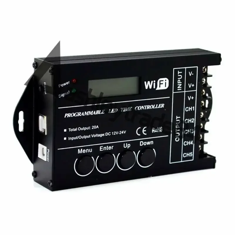 Фото TC421 DC12-24V WIFI Программируемый светодиодный контроллер для подключения времени с 5 каналами для освещения №1