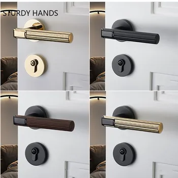 Modern Home Zinc Alloy Door Handle Lock Bedroom Split Deadbolt Lock Indoor Mute Security Door Locks Furniture Hardware Supplies