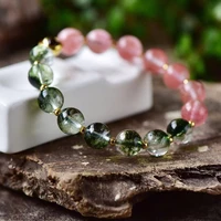 2022 new natural pink crystal stone bracelets for women green crystal fine jewelry strand bracelet