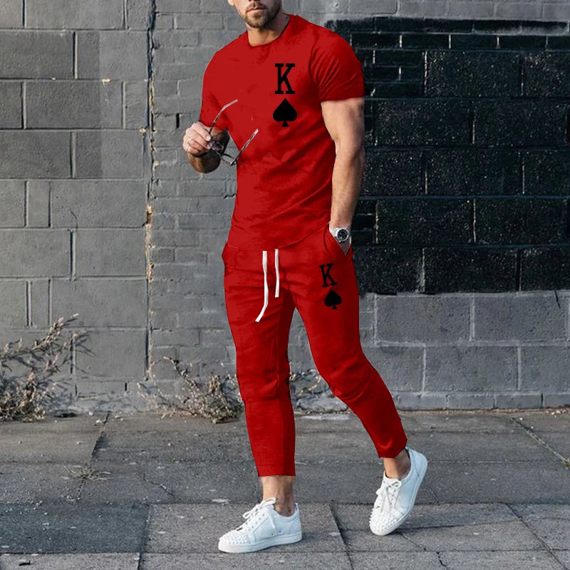 Summer New Men Tracksuits Fashion 3D printed Short Sleeve T Shirt Long Pants 2 Piece Sets Casual Trend Oversized Clothing