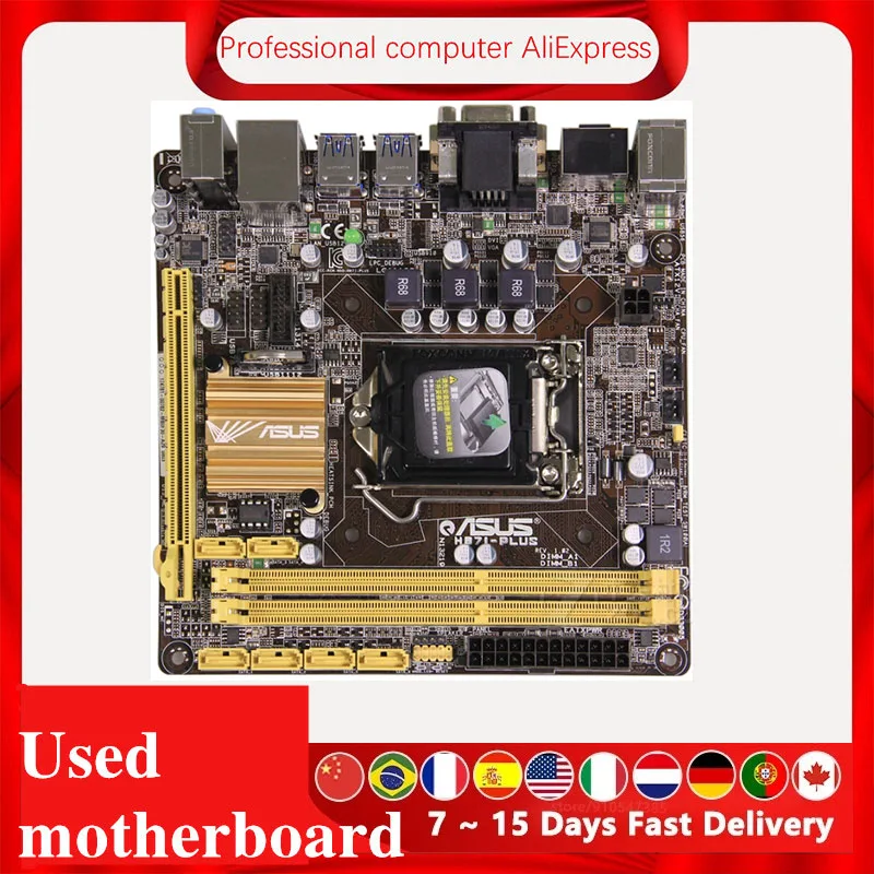 Для материнской платы Asus H87I-PLUS для настольных компьютеров H87 LGA 1150 Core i7 i5 i3 DDR3 SATA3 USB3.0 HDMI Mini-ITX оригинальная БУ основная плата.