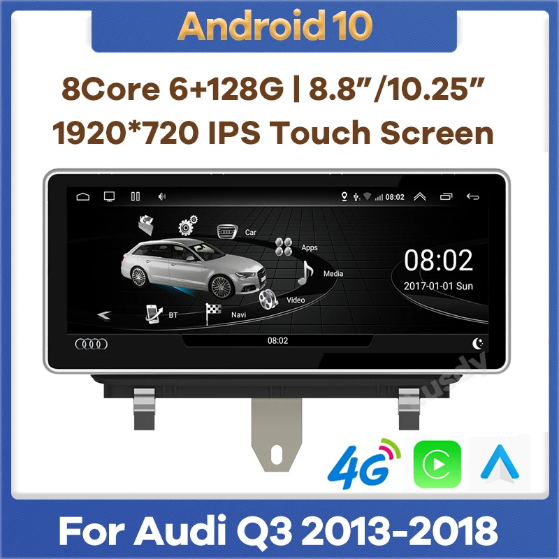 

Автомагнитола 10,25 дюймов, 6 ГБ + 128 Гб, Android 10, мультимедийный плеер, GPS-навигация для Audi Q3 2013-2018, стерео, видео, CarPlay, сенсорный экран