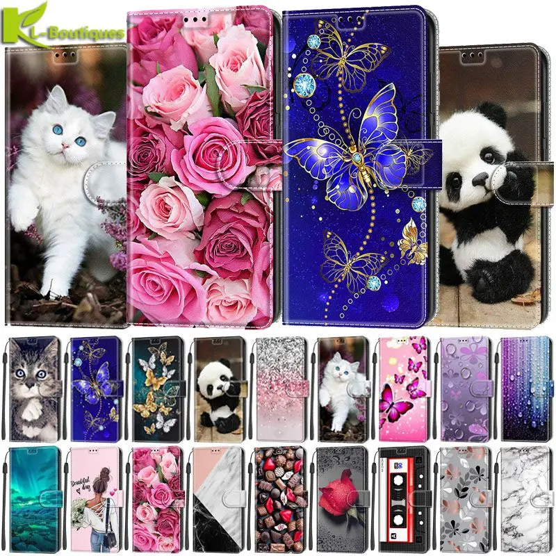 13 14 Pro Max Case on for iPhone 11 12 13 14 Pro Max 14 Plus XR 7 8 SE 2022 2020 Cover Cute Printed Leather Flip Phone Case Capa