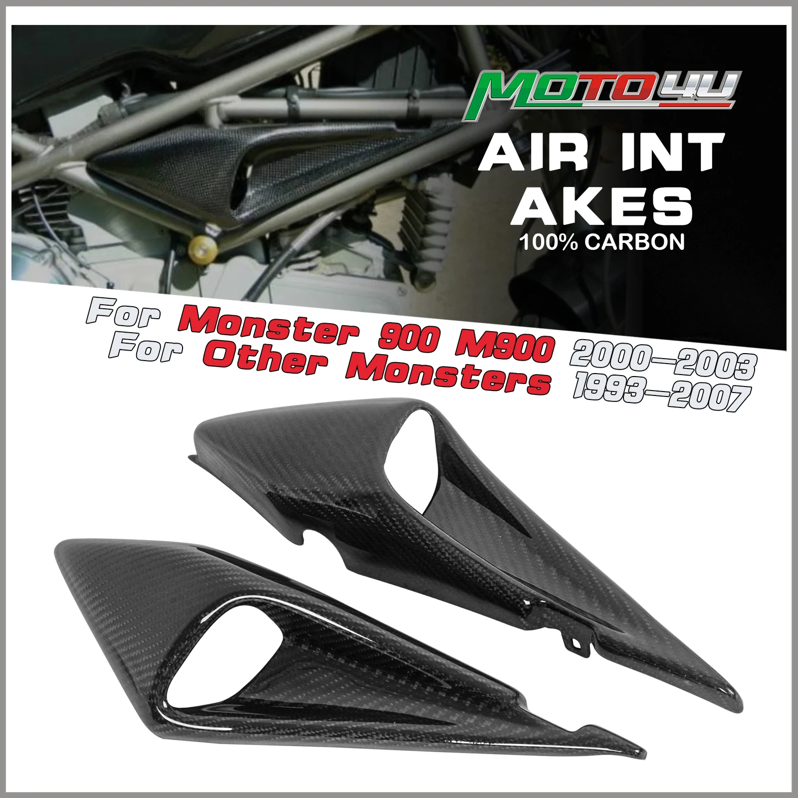 

Для Ducati Monster 900 M900 2000 2001 2002 2003 100% углеродное волокно, крышка воздуховода, обтекатель мотоцикла, саржевое переплетение