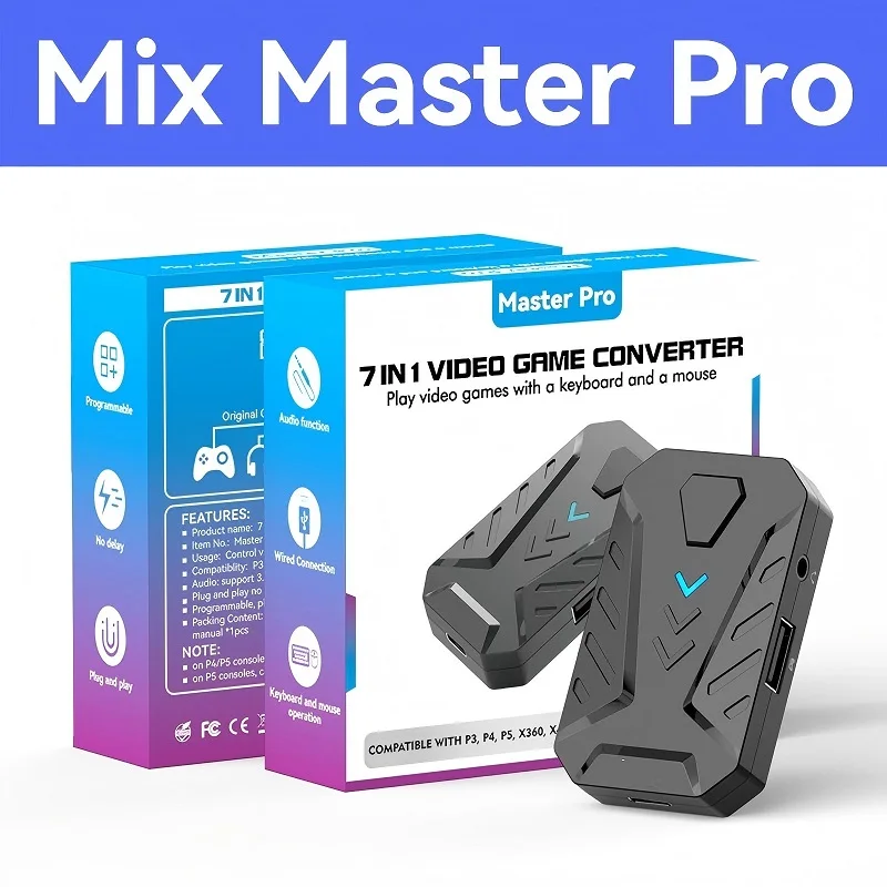 Фото Комбинированный набор 7-в-1 Mix Master Pro: конвертер для видеоигр с разъемом для наушников 3,5 мм для PS3, PS4, PS5, XBOX 360, One, Series X, S, Switch №1